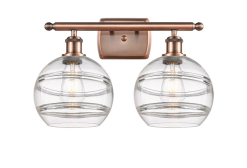 Ballston Two Light Bath Vanity in Antique Copper (405|516-2W-AC-G556-8CL)