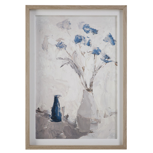 Blue Flowers Print in Blue, Gray And Natural (52|32287)