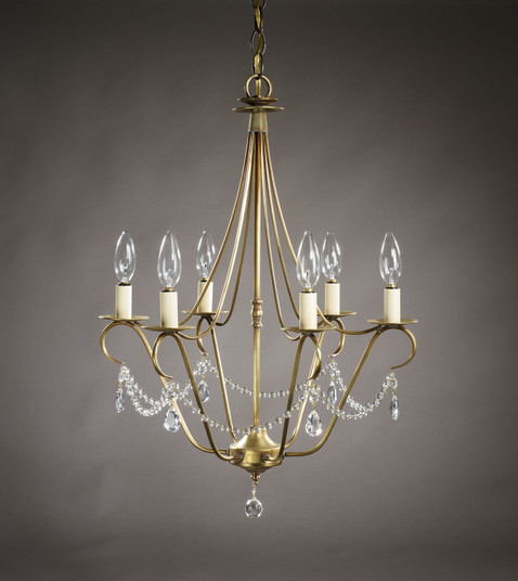 Chandelier Six Light Hanging Fixture in Antique Brass (196|929-AB-LT6-CRY)