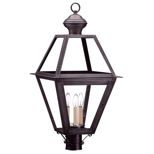 Boston Three Light Post Mount in Dark Brass (196|1073-DB-LT3-CLR)