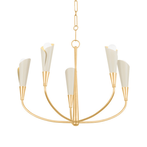 Montrose Five Light Chandelier in Vintage Gold Leaf/Soft Sand (70|3155-VGL/SSD) Montrose Five Light Chandelier in Vintage Gold Leaf/Soft Sand (70|3155-VGL/SSD)