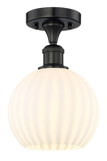 Edison One Light Semi-Flush Mount in Matte Black (405|616-1F-BK-G1217-8WV)