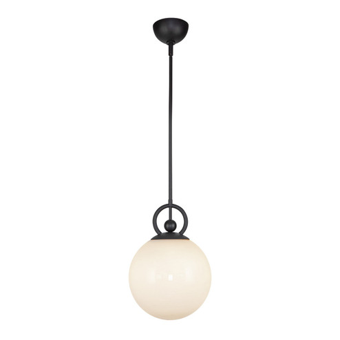 Fiore One Light Pendant in Matte Black/Glossy Opal Glass (452|PD407910MBGO)