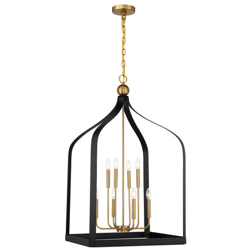 Sheffield Eight Light Pendant in Matte Black with Warm Brass Accents (51|7-7800-8-143)