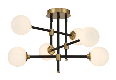 Cosmet Six Light Flush Mount in Coal And Aged Brass (42|P8156-681)