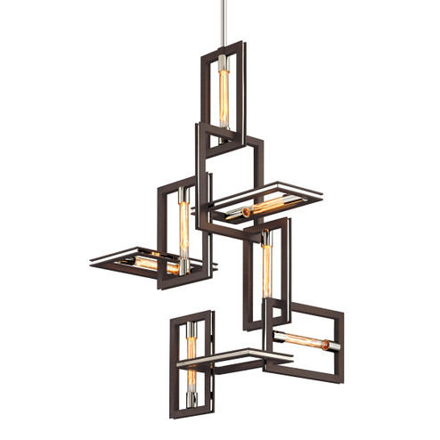 Enigma Seven Light Chandelier in Textured Bronze (67|F6187-TBZ/SS)