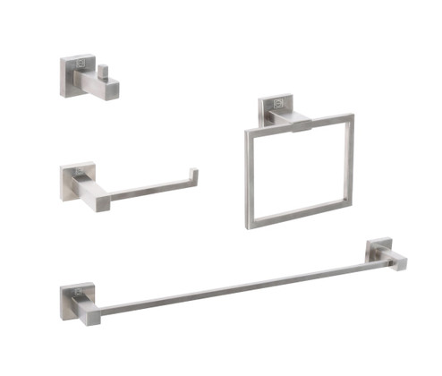 Isla 4-Piece Bathroom Hardware Set in Brushed Nickel (173|HWB-12S4BNK)