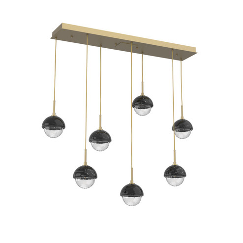 Cabochon LED Chandelier in Gilded Brass (404|PLB0093-07-GB-BC-C01-L1)