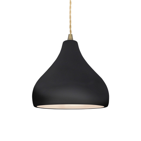 Radiance One Light Pendant in Gloss Black w/ Matte White (102|CER-6560-BKMT-ABRS-BEIG-TWST)