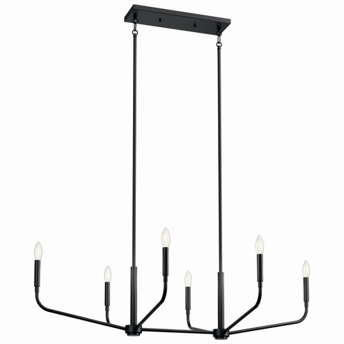 Madden Six Light Linear Chandelier in Black (12|52721BK)