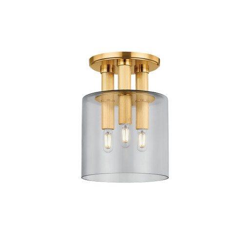 Crystler Three Light Flush Mount in Aged Brass (70|5133-AGB)