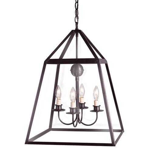 Foyer Four Light Hanging Lantern in Dark Brass (196|9732-DB-LT904-CLR)