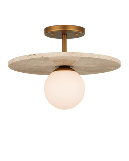 Apricity Collection One Light Semi-Flush Mount in Beige/Antique Brass/Frosted White (142|9000-1195)