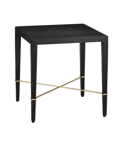 Verona End Table in Black Lacquered Linen/Champagne (142|3000-0296)