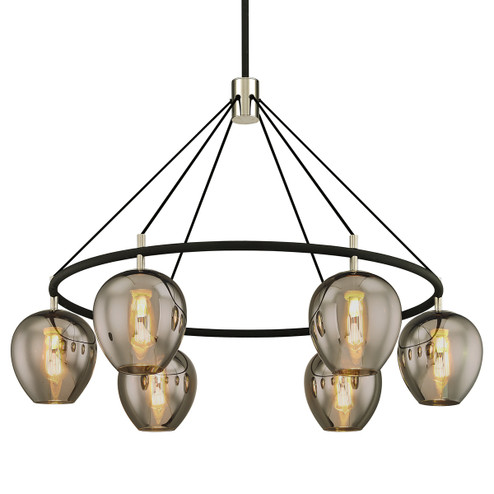 Iliad Six Light Chandelier in Textured Black & Polish Nickel (67|F6216-TBK/PN)