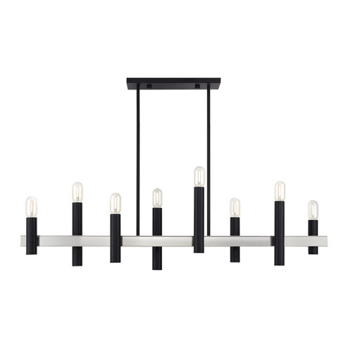 Helsinki Eight Light Linear Chandelier in Black with Brushed Nickel (107|46868-04)