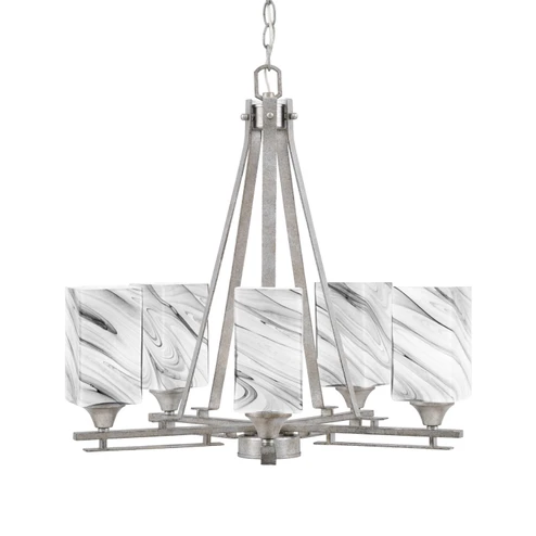 Uptowne Five Light Chandelier in Aged Silver (200|325-AS-549)