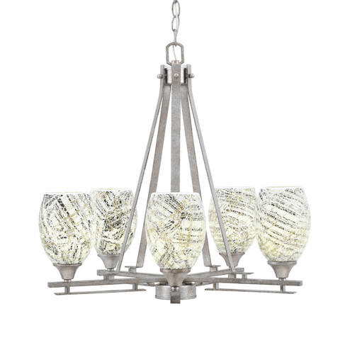 Uptowne Five Light Chandelier in Aged Silver (200|325-AS-5054)