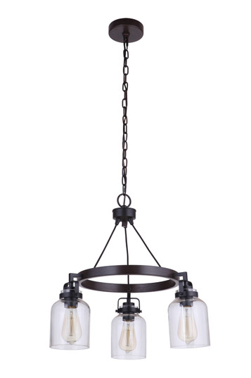 Foxwood Three Light Chandelier in Flat Black / Dark Teak (46|53623-FBDT)