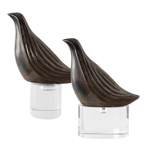 Nesting Bird Sculptures, S/2 in Gunmetal Gray (52|18144)
