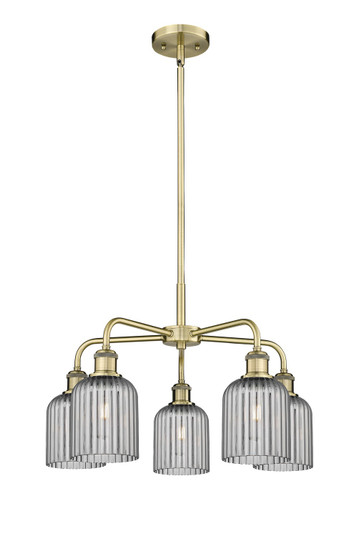 Downtown Urban Five Light Chandelier in Antique Brass (405|516-5CR-AB-G559-5SM)