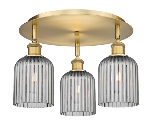 Downtown Urban Three Light Flush Mount in Brushed Brass (405|516-3C-BB-G559-5SM)