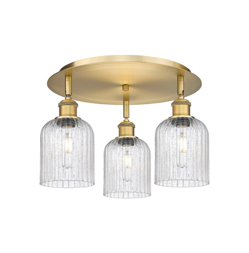 Downtown Urban Three Light Flush Mount in Brushed Brass (405|516-3C-BB-G559-5SDY)