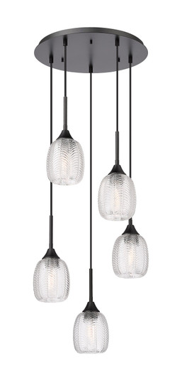 Downtown Urban Five Light Pendant in Matte Black (405|323-5P-BK-G323-5CL)