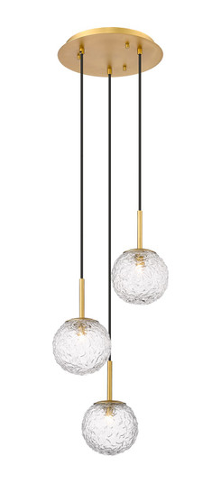 Downtown Urban Three Light Pendant in Brushed Brass (405|320-3P-BB-G320-6CL-BB)