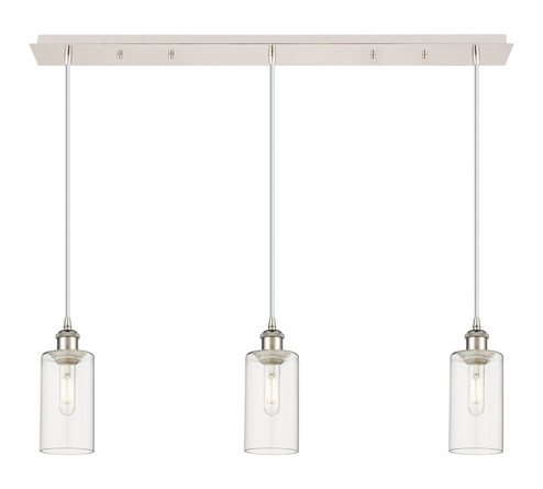 Downtown Urban Three Light Linear Pendant in Polished Nickel (405|123B-3P-PN-G434-7CL)