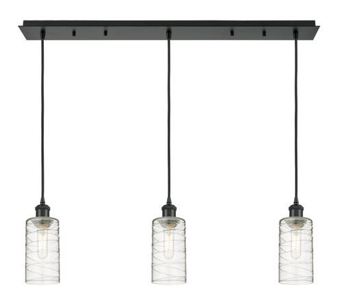 Downtown Urban Three Light Linear Pendant in Matte Black (405|123B-3P-BK-G434-7DE)