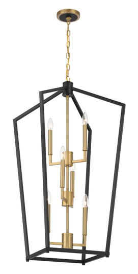 Colwick Six Light Pendant in Coal Black & Signature Brass (7|1465-883)