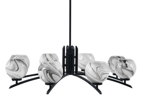 Kurve Eight Light Chandelier in Matte Black (200|3708-MB-4109)