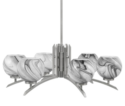 Kurve Six Light Chandelier in Graphite (200|3706-GP-4109)