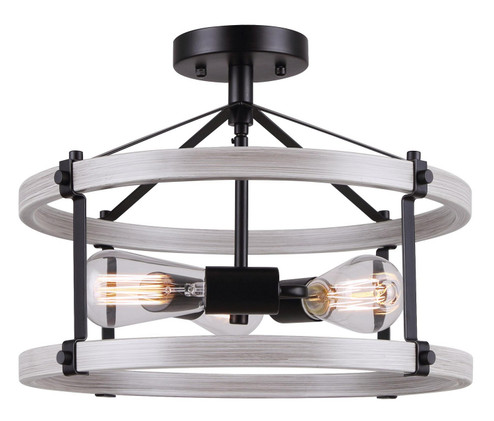 Joelle Three Light Semi Flush Mount in Black/Brushed Grey (387|ISF1094A03BBG)