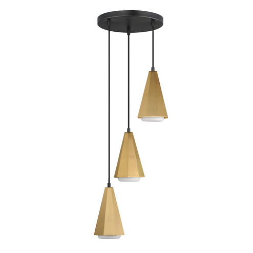 Rizzo Three Light Pendant in Black / Antique Brass (16|10813SWBKAB)