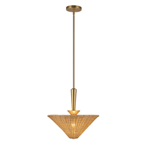 Bridgette One Light Pendant in Brushed Gold/Rattan (452|PD497016BGRA)