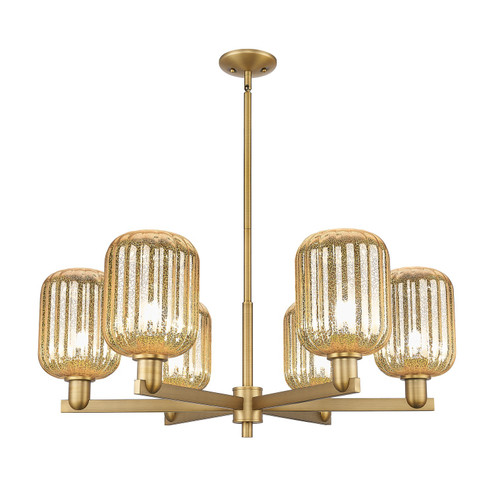 Arcadia Six Light Chandelier in Brushed Brass (405|716-6CR-BB-G460-7ME)