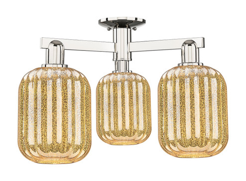Arcadia Three Light Semi-Flush Mount in Polished Nickel (405|716-3F-PN-G460-7ME)