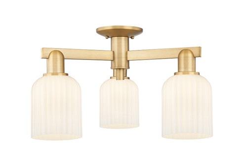 Arcadia Three Light Semi-Flush Mount in Brushed Brass (405|716-3F-BB-G559-5GWH)