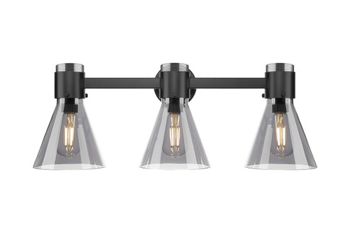 Downtown Urban Three Light Bath Vanity in Matte Black (405|464-3W-BK-G464C-7SM)