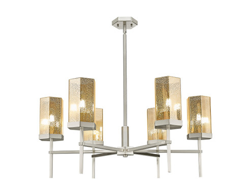 Downtown Urban Six Light Chandelier in Satin Nickel (405|463-6CR-SN-G463-8ME)