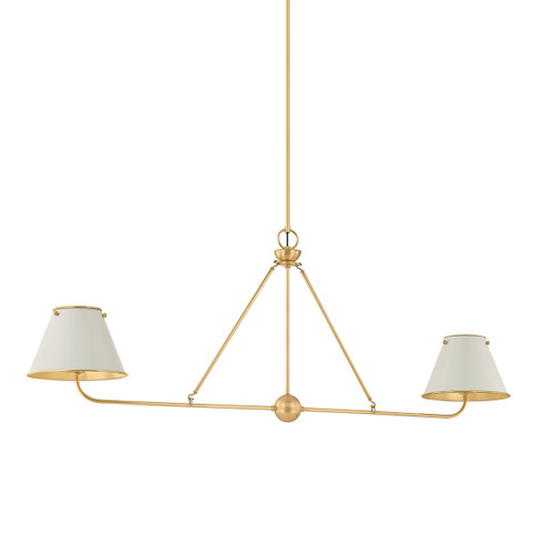 Burghley Two Light Linear in Aged Brass/Off-White (70|MDS2001-AGB/OW)