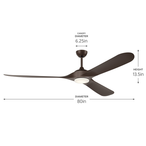 Mylo 80''Ceiling Fan in Satin Natural Bronze (12|310680SNB)