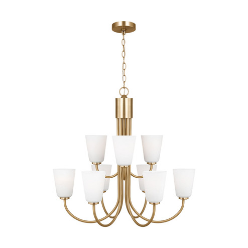 Miles Nine Light Chandelier in Satin Brass (1|GLC1139SB)