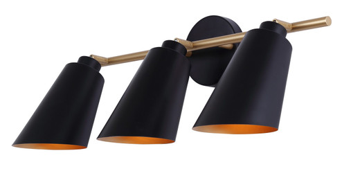 Rame Three Light Vanity in Matte Black And Gold (387|IVL1178A03BKG)