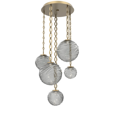 Gaia LED Pendant in Gilded Brass (404|CNB0092-05-GB-S-CH2-L1)
