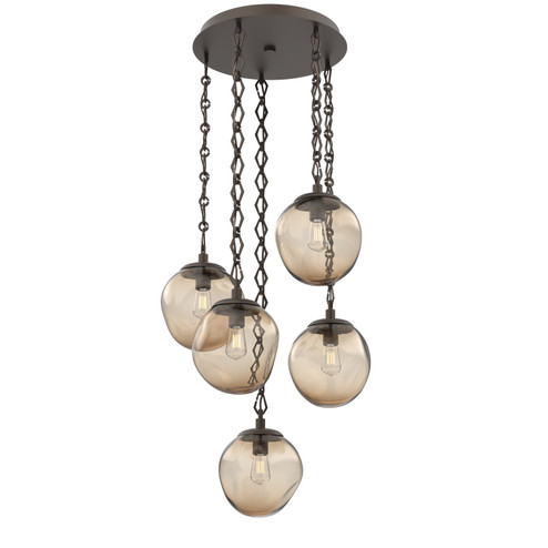 Aster Bulb Five Light Pendant in Flat Bronze (404|CNB0062-05-FB-B-CH1-E2)