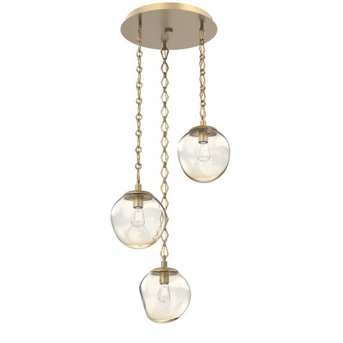 Aster Bulb Three Light Pendant in Gilded Brass (404|CNB0062-03-GB-A-CH1-E2)