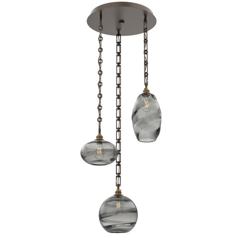 Misto Three Light Pendant in Flat Bronze (404|CNB0048-03-FB-OS-CH3-E2)